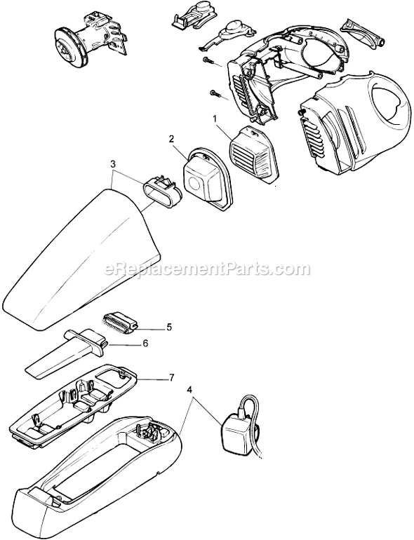 Page A Diagram and Parts List for V7210  Black and Decker Hand Vacuum